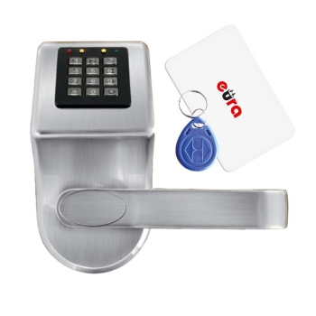KLAMKA EURA ELH-70B9/SILVER z czytnikiem kart RFID i zamkiem szyfr. srebrny