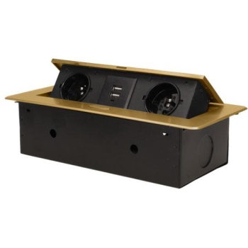 Gniazdo meblowe wpuszczane w blat ORNO OR-AE-13109/BR mosiądz