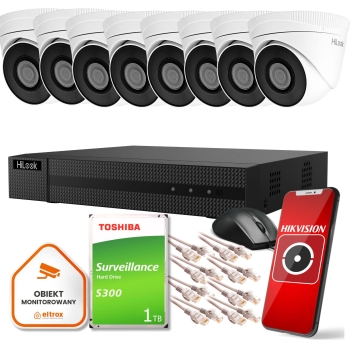 Zestaw monitoringu Hilook 8 kamer IP IPCAM-T2 1TB dysk