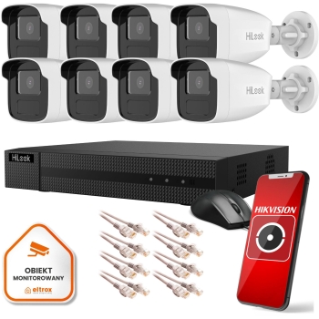 Zestaw monitoringu Hilook 8 kamer IP do biura domu sklepu magazynu