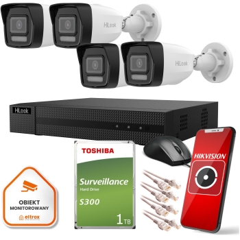 Zestaw monitoringu Hilook 4 kamer IP IPCAM-B2-30DL 1TB dysk