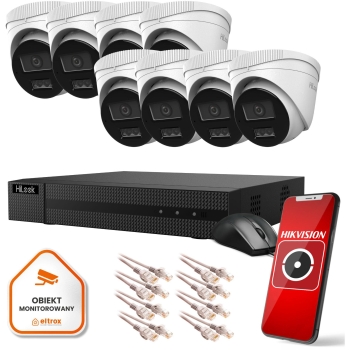 Zestaw monitoringu z łatwym montażem do domu biura 8 kamery FullHD