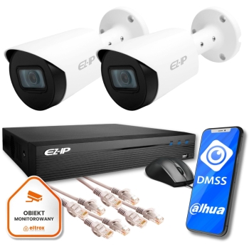 Zestaw do monitoringu IP 2 kamer EZ-IP by Dahua do biura domu sklepu magazynu