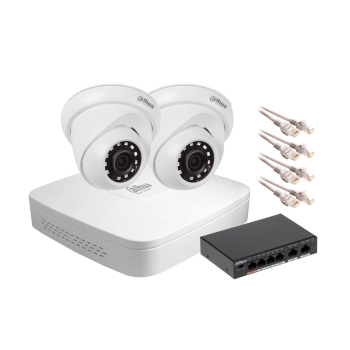 Zestaw monitoringu IP Dahua NVR 2 kamery kopułowe 2MPx
