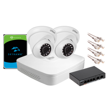 Zestaw monitoringu IP Dahua NVR 1TB 2 kamery kopułowe 2MPx
