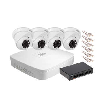 Zestaw monitoringu IP Dahua NVR 4 kamery kopułowe 2MPx