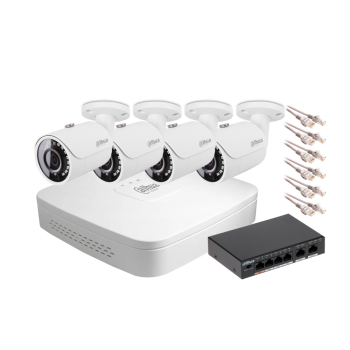 Zestaw monitoringu IP Dahua NVR 4 kamery tubowe 2MPx