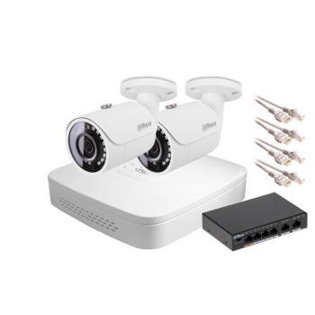 Zestaw monitoringu IP Dahua NVR 2 kamery tubowe 2MPx