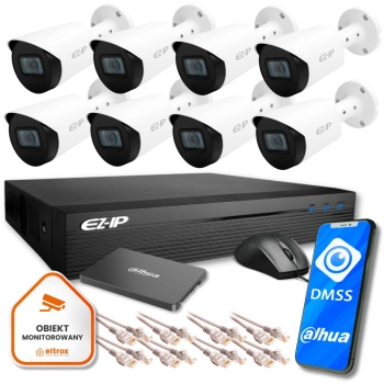 Zestaw do monitoringu IP 8 kamer EZ-IP by Dahua FullHD pełna kontrola domu biura