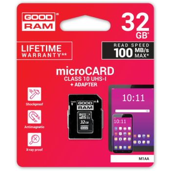 KARTA PAMIĘCI microSD GOODRAM UHS1 CL10 32GB + ADAPTER 100MB