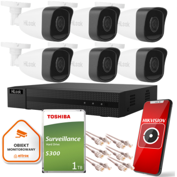 Zestaw monitoringu Hilook 6 kamer IP IPCAM-B5 1TB dysk