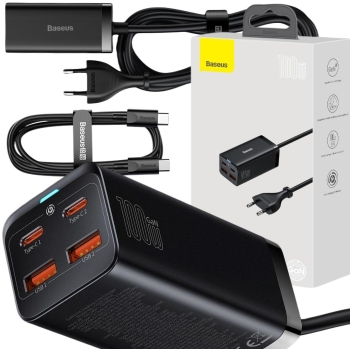ŁADOWARKA SIECIOWA Baseus GaN 3 Pro Desktop Fast Charger CCGP000101 100W 2x USB-A 2x USB-C PD 3.0 QC 4.0+