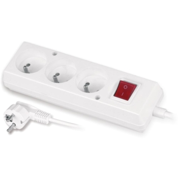 Przedłużacz z trzykrotnym gniazdem z wyłącznikiem 3x2p+Z 10A 1,5m biały