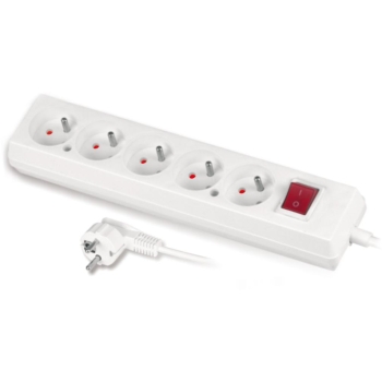 Przedłużacz z pięciokrotnym gniazdem z wyłącznikiem 3x2p+Z 10A 3m biały