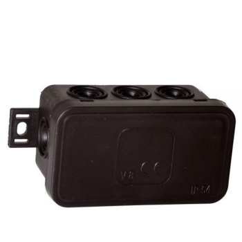 Puszka natynkowa pusta 8 wlotów VIPLAST V8 klik CZARNA IP54 80x45x41mm 038-05
