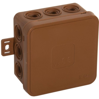 Puszka natynkowa pusta 12 wlotów VIPLAST V5 klik BRĄZOWA IP54 75x75x41mm 035-02