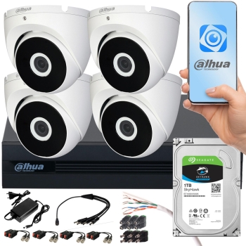 Zestaw monitoringu Dahua COOPER XVR 1TB 4x Kamera kopułkowa FullHD