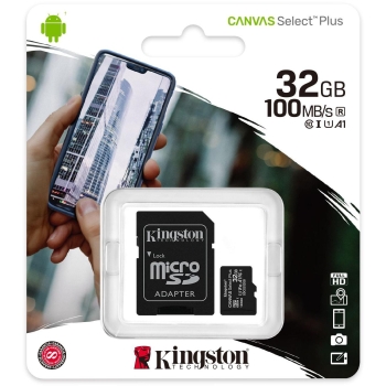 Karta pamięci Kingston Canvas Select Plus 32GB 100MB microSDHC CL10 UHS-I Card + SD Adapter