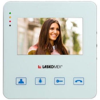 Laskomex Monitor MVC-8251 BIAŁY KOLOR 4.3 cala z obsługą centrali portierskiej PR1, funkcją otwierania bramy.