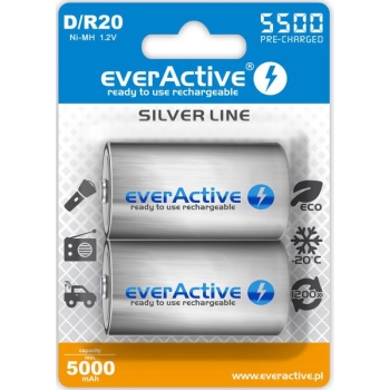Akumulatorki D / R20 Ni-MH everActive 5500mAh Silver Line (box 2 szt.)