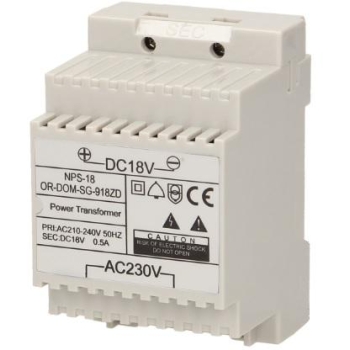 Zasilacz na szynę DIN 18V DC 0,5A ORNO OR-DOM-SG-918ZD do  SG-918, SL-924