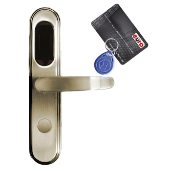 KLAMKA EURA ELH-20B9/BRASS Z CZYT. KART RFID MOSIĄDZ