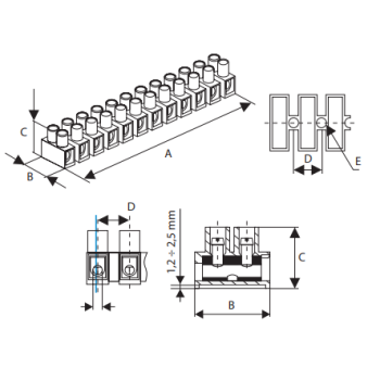 ZŁĄCZKA KOSTKA ELEKTRYCZNA 12-TOROWA 4-16mm2 PP-12-16 BIAŁA (1szt.)