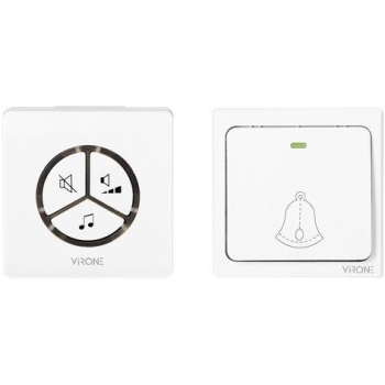 Dzwonek bezprzewodowy VIRONE DB-3 bezbateryjny przycisk,learning system,80m