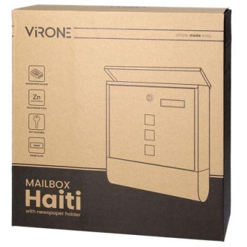 Skrzynka na listy HAITI z gazetnikiem, wizytownikiem i okeinkami, antracyt