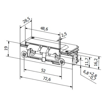 Elektrozaczep HARTTE XS12R-C seria XS 12V rewersyjny z wyślizgiem