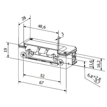 Elektrozaczep przeciwpożarowy HARTTE XSHD12R-C 12V DC rewersyjny z wyślizgiem