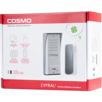 DOMOFON CYFRAL COSMO 1-LOKATORKI KASETA SREBRNA UNIFON CZARNY