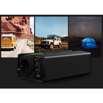 PRZETWORNICA NAPIĘCIA INWERTER Green Cell 12V -> 230V 300W/600W CZYSTA SINUSOIDA INV07