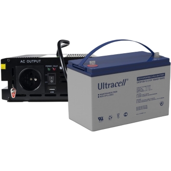 ZESTAW PRZETWORNICA Green Cell 12V->230V 300W/600W CZYSTY SINUS + AKUMULATOR AGM ULTRACELL 12V 100Ah
