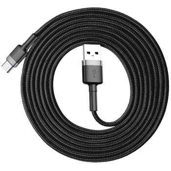 KABEL USB-A -> USB-C Baseus Cafule CATKLF-CG1 200cm 2A QC 3.0 CZARNO-SZARY W NYLONOWYM OPLOCIE