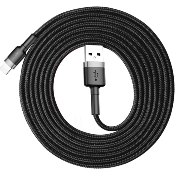 KABEL USB-A -> Lightning / iPhone Baseus Cafule CALKLF-CG1 200cm Apple 1.5A CZARNO-SZARY W OPLOCIE
