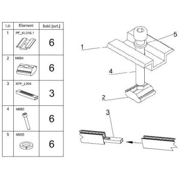 KLEMY ŚRODKOWE KLIK 35 - 40mm, 6 SZTUK CZARNE, CORAB XFS_K002.8