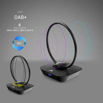 Antena pokojowa DVB-T2 Spacetronik Locus TV zasilacz 45dB