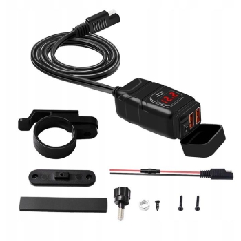 Ładowarka zasilacz 2xUSB QC3.0 woltomierz przycisk MC1N