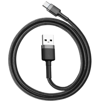 KABEL USB-A -> USB-C Baseus Cafule CATKLF-BG1 100cm 3A QC 3.0 CZARNO-SZARY W NYLONOWYM OPLOCIE
