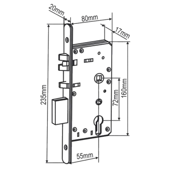 ZAMEK WPUSZCZANY EURA ELB-01B9 R/IN PRAWY WEWNĘTRZNY