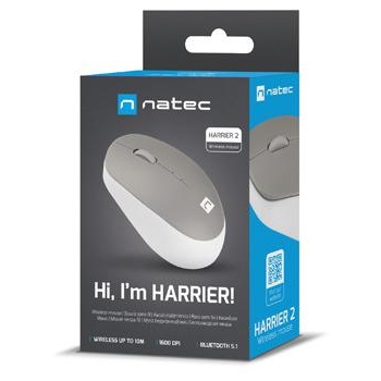 Mysz bezprzewodowa Natec Harrier 2 1600dpi Bluetooth biało-szary