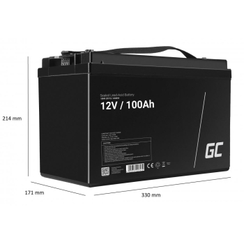 ZESTAW PRZETWORNICA Green Cell 12V->230V 300W/600W CZYSTY SINUS + AKUMULATOR AGM GreenCell 12V 100Ah