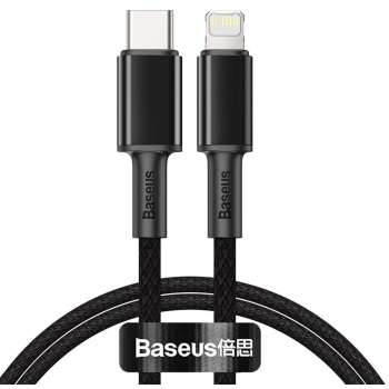 KABEL USB-C -> Lightning / iPhone Baseus Cafule CATLGD-01 1m 20W PD Quick Charging CZARNY W OPLOCIE