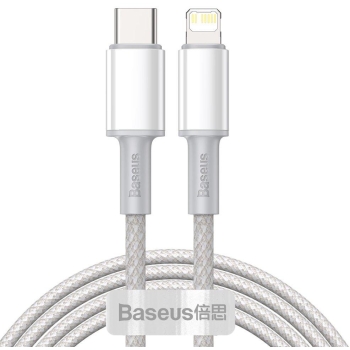 KABEL USB-C -> Lightning / iPhone Baseus Cafule CATLGD-A02 2m 20W PD Quick Charging BIAŁY W OPLOCIE