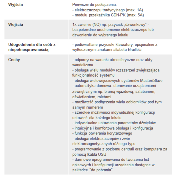 ACO CDNA GR Centrala domofonowa do instalacji analogowych,bez modułów dzwonienia