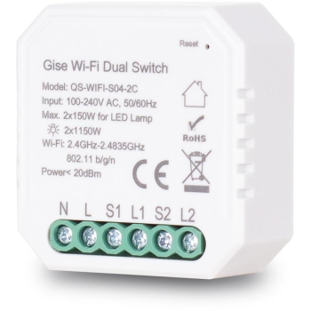 GISE SMART Dual Switch Podwójny sterownik oświetleniowy Tuya WiFi