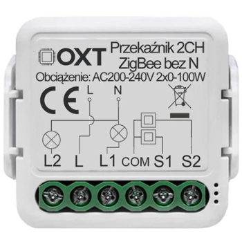 Moduł OXT mini 2 obwódy ZigBee bez N Tuya