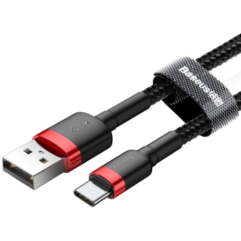 KABEL USB-A -> USB-C Baseus Cafule CATKLF-A91 50cm 3A QC 3.0 CZARNO-CZERWONY W OPLOCIE