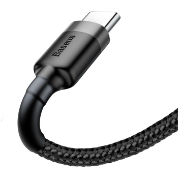 KABEL USB-A -> USB-C Baseus Cafule CATKLF-BG1 100cm 3A QC 3.0 CZARNO-SZARY W NYLONOWYM OPLOCIE